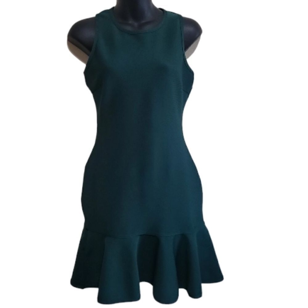 Aqua Women Green Stretch Sleeveless Ruffle Mini Party Bodycon Dress Size S - Picture 8 of 9